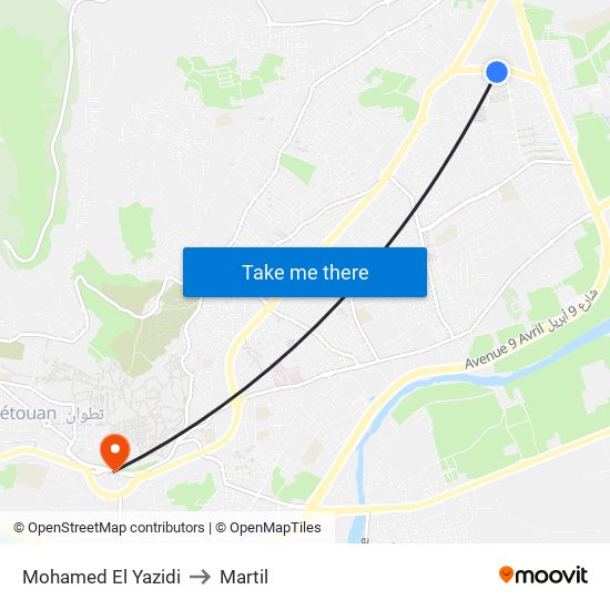 Mohamed El Yazidi to Martil map