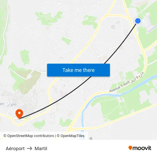 Aéroport to Martil map
