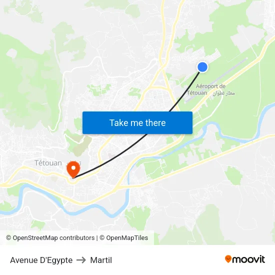 Avenue D'Egypte to Martil map