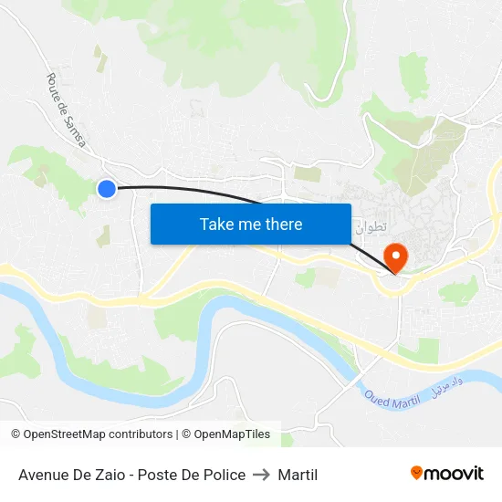 Avenue De Zaio - Poste De Police to Martil map
