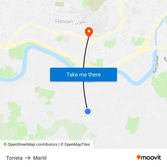 Torreta to Martil map