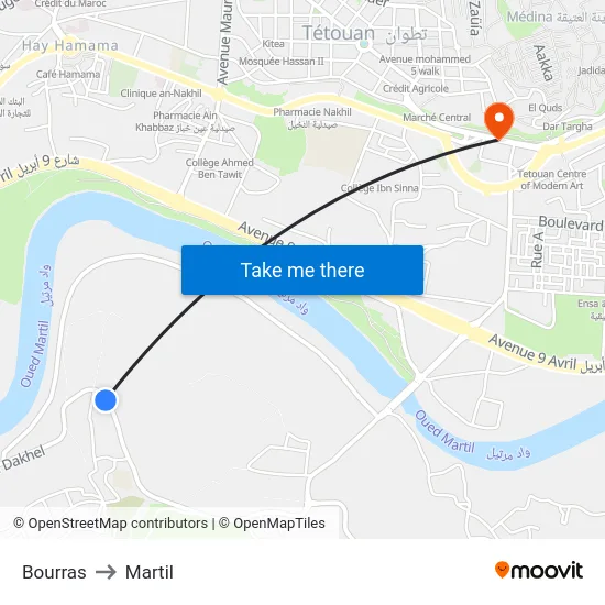 Bourras to Martil map