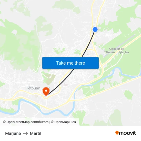 Marjane to Martil map