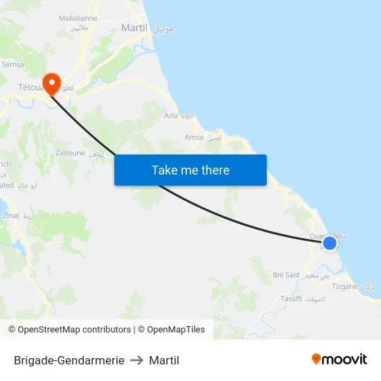 Brigade-Gendarmerie to Martil map