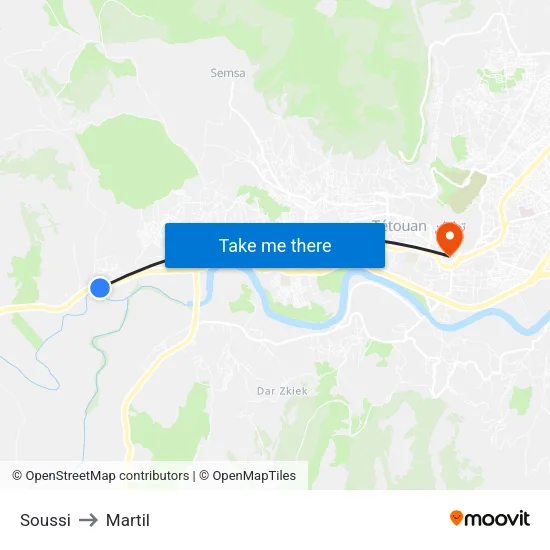 Soussi to Martil map