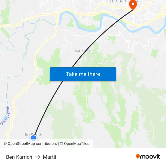 Ben Karrich to Martil map