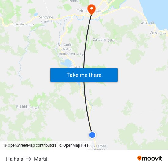 Halhala to Martil map