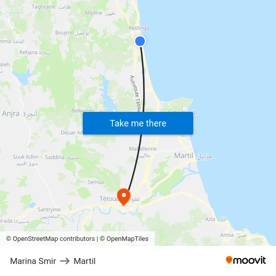 Marina Smir to Martil map