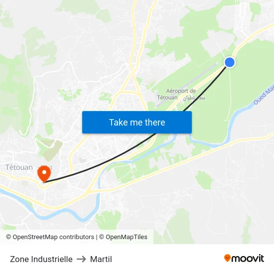 Zone Industrielle to Martil map