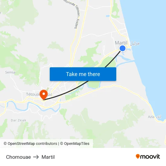 Chomouae to Martil map