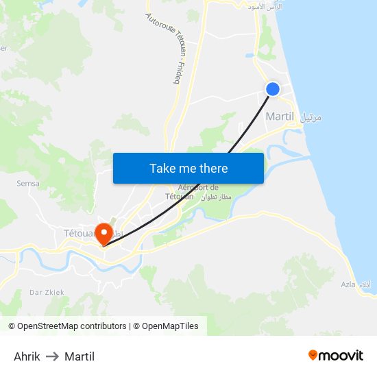 Ahrik to Martil map