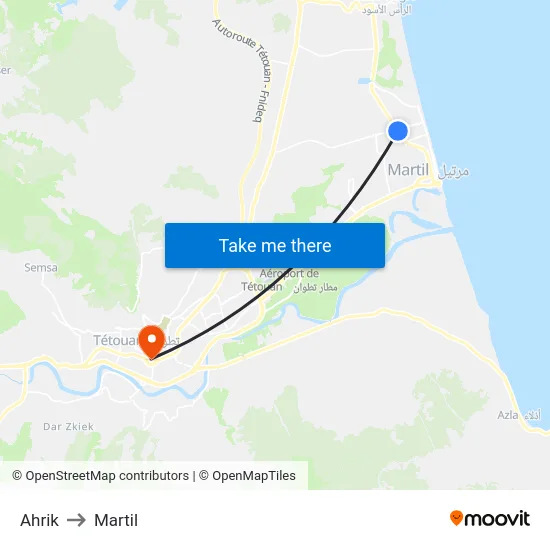Ahrik to Martil map