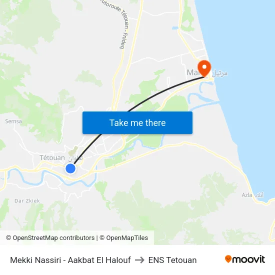 Mekki Nassiri - Aakbat El Halouf to ENS Tetouan map