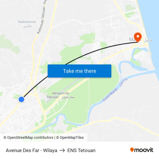 Avenue Des Far - Wilaya to ENS Tetouan map