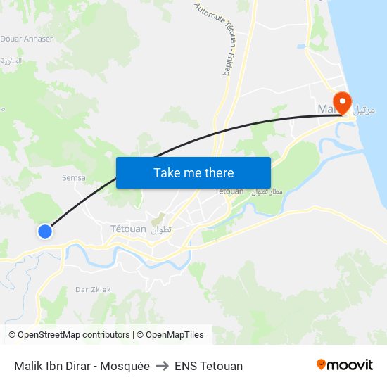 Malik Ibn Dirar - Mosquée to ENS Tetouan map