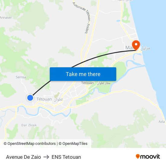 Avenue De Zaio to ENS Tetouan map
