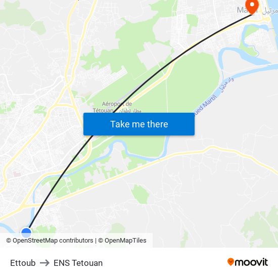 Ettoub to ENS Tetouan map