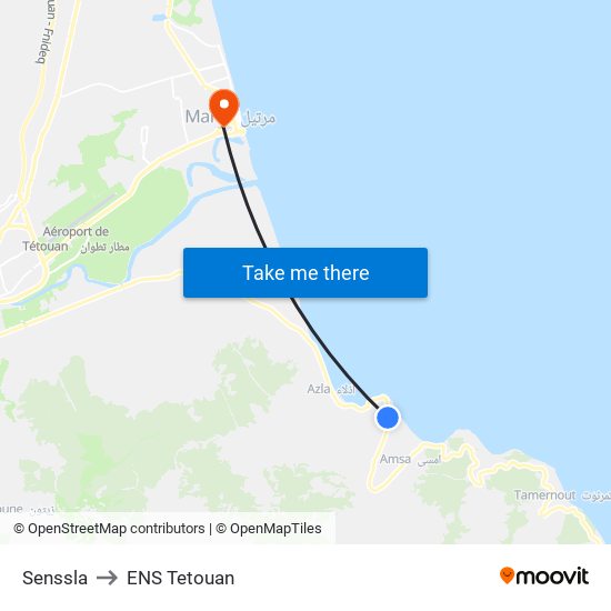 Senssla to ENS Tetouan map