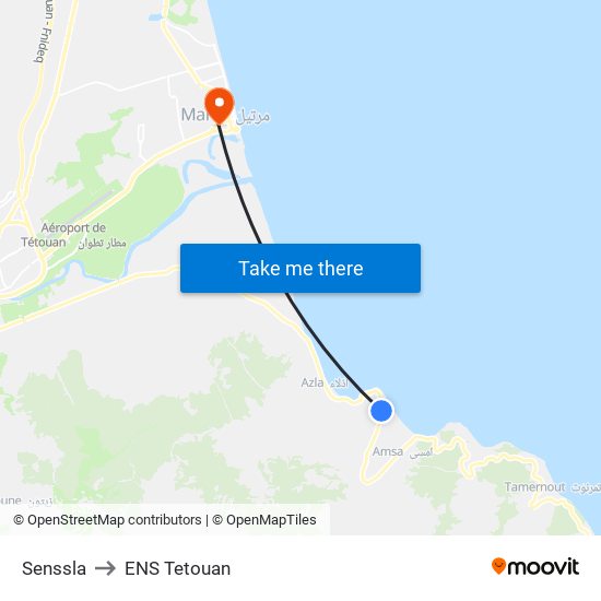 Senssla to ENS Tetouan map