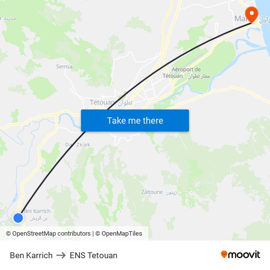 Ben Karrich to ENS Tetouan map