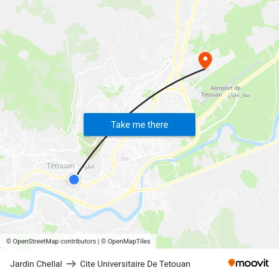 Jardin Chellal to Cite Universitaire De Tetouan map