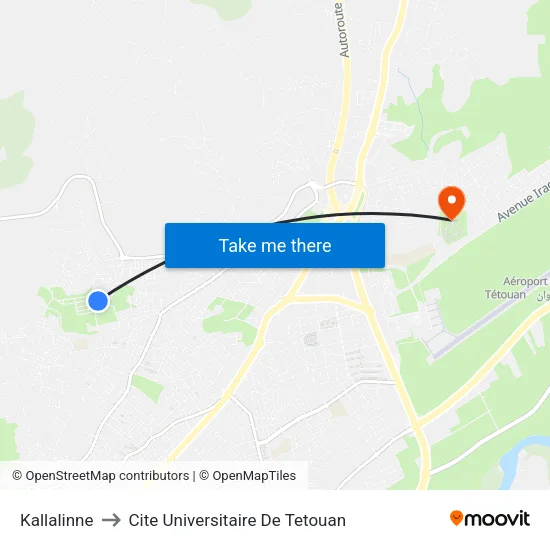 Kallalinne to Cite Universitaire De Tetouan map