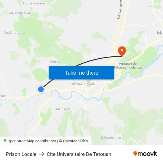 Prison Locale to Cite Universitaire De Tetouan map