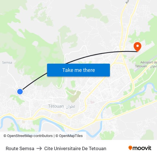 Route Semsa to Cite Universitaire De Tetouan map