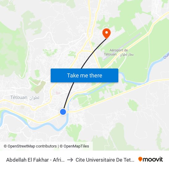 Abdellah El Fakhar - Afriquia to Cite Universitaire De Tetouan map