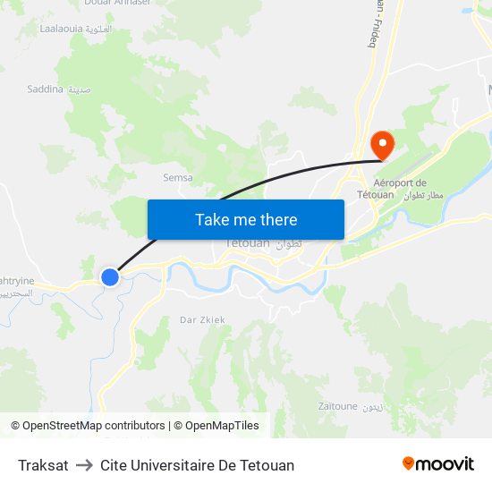 Traksat to Cite Universitaire De Tetouan map