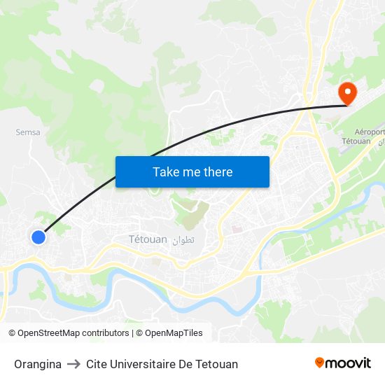 Orangina to Cite Universitaire De Tetouan map