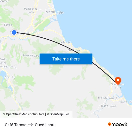 Café Terasa to Oued Laou map