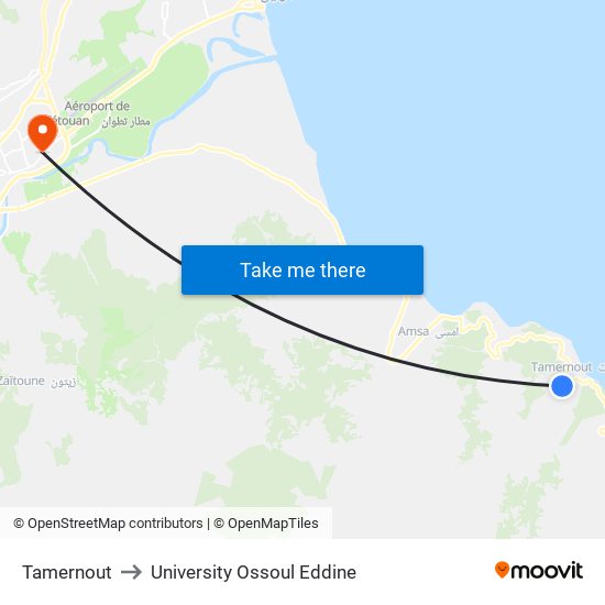 Tamernout to University Ossoul Eddine map