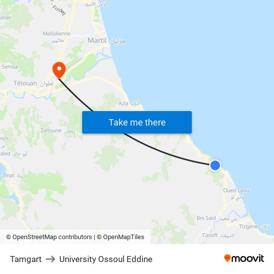 Tamgart to University Ossoul Eddine map