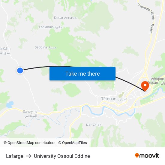Lafarge to University Ossoul Eddine map