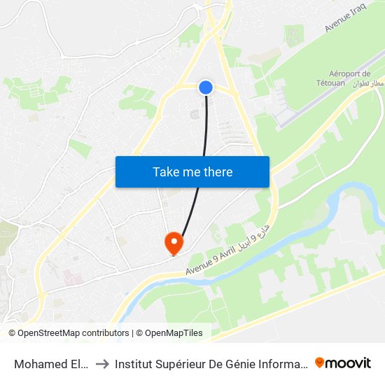 Mohamed El Yazidi to Institut Supérieur De Génie Informatique - Sup'Isi map