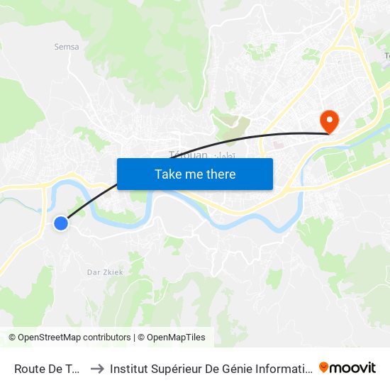 Route De Torreta to Institut Supérieur De Génie Informatique - Sup'Isi map
