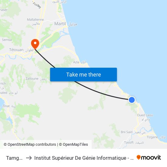 Tamgart to Institut Supérieur De Génie Informatique - Sup'Isi map
