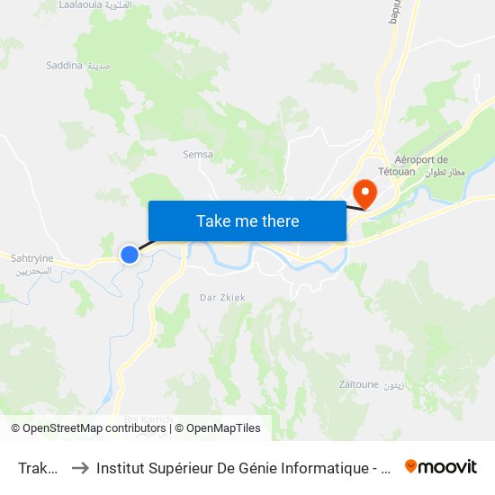 Traksat to Institut Supérieur De Génie Informatique - Sup'Isi map