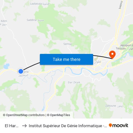 El Harcha to Institut Supérieur De Génie Informatique - Sup'Isi map