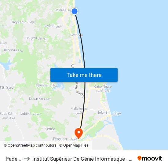 Fadesa to Institut Supérieur De Génie Informatique - Sup'Isi map