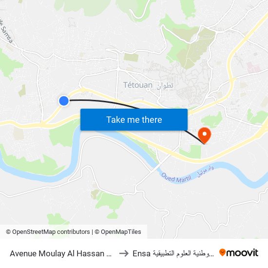 Avenue Moulay Al Hassan Belmehdi to Ensa المدرسة الوطنية العلوم التطبيقية map