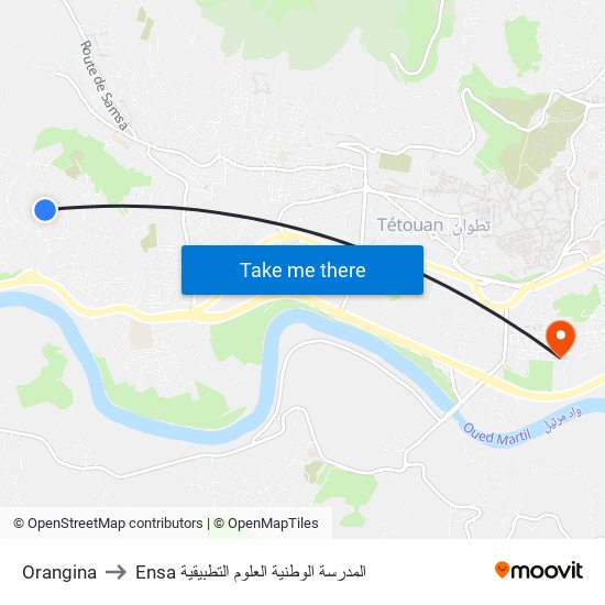 Orangina to Ensa المدرسة الوطنية العلوم التطبيقية map