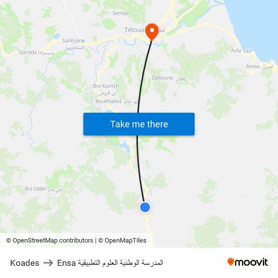 Koades to Ensa المدرسة الوطنية العلوم التطبيقية map