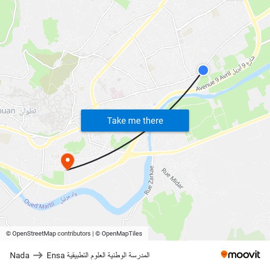 Nada to Ensa المدرسة الوطنية العلوم التطبيقية map