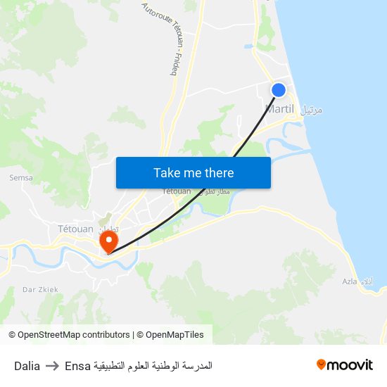 Dalia to Ensa المدرسة الوطنية العلوم التطبيقية map