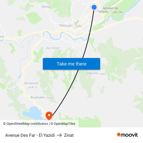 Avenue Des Far - El Yazidi to Zinat map