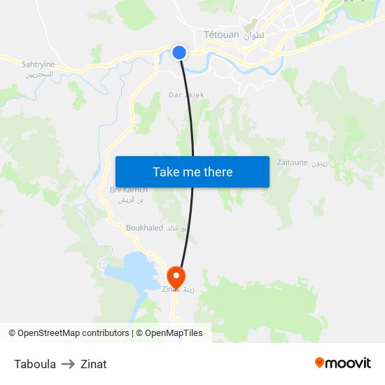 Taboula to Zinat map