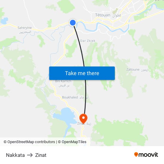 Nakkata to Zinat map