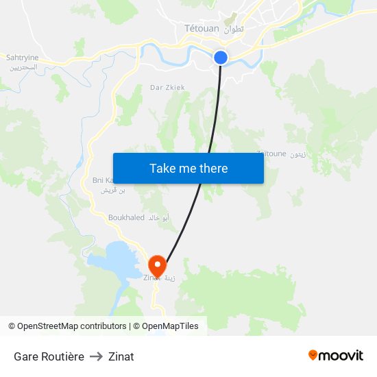 Gare Routière to Zinat map